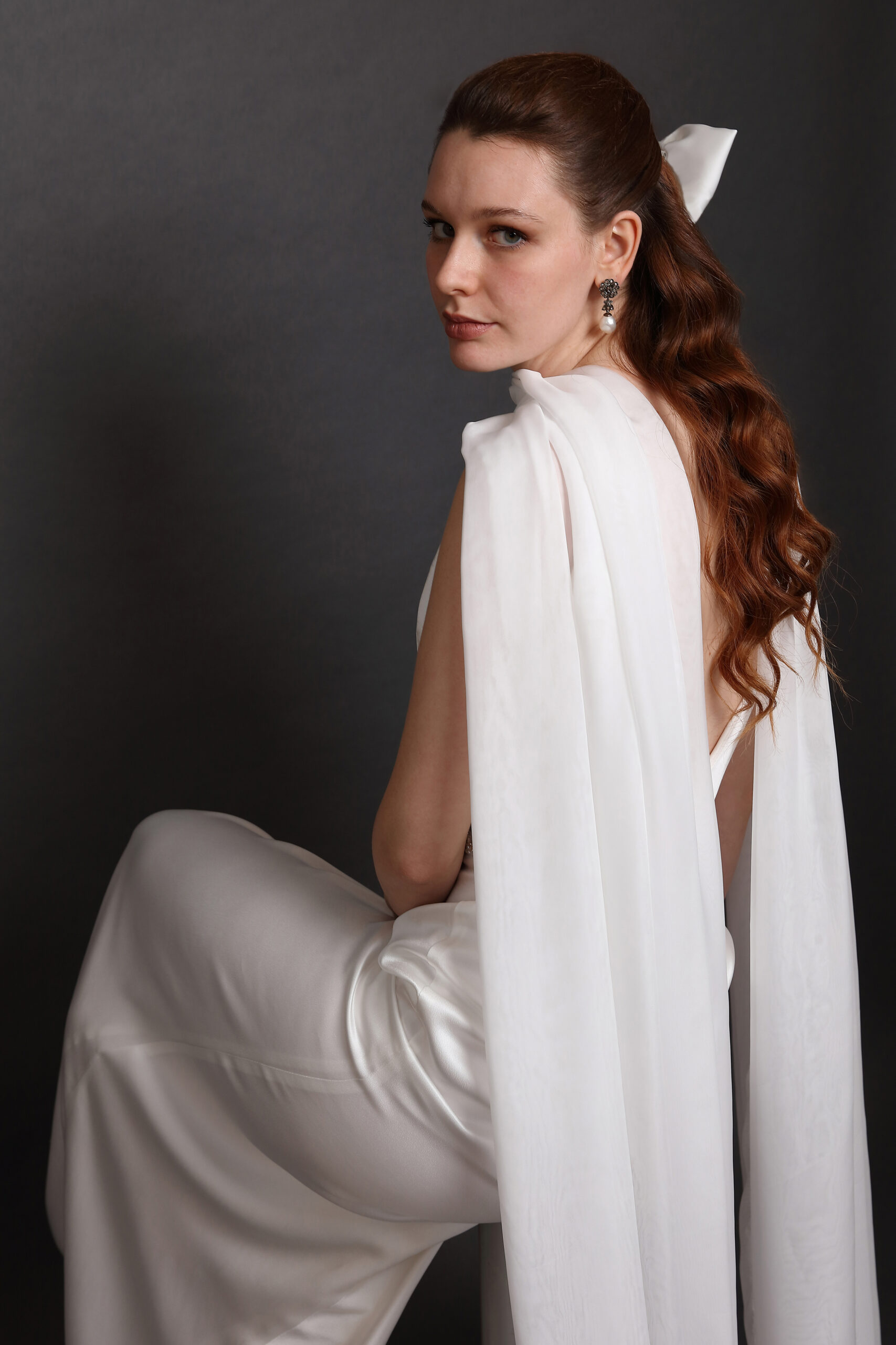 CLEMATIDE-Fiocco grande in satin - immagine 2
