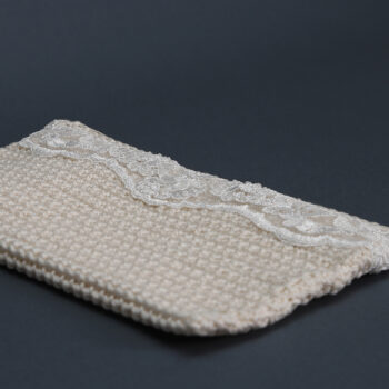 LAMPONE-Astuccio tricot bianco crema con bordo di pizzo