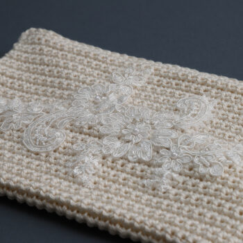 LIMONE-Astuccio tricot bianco crema con pizzo